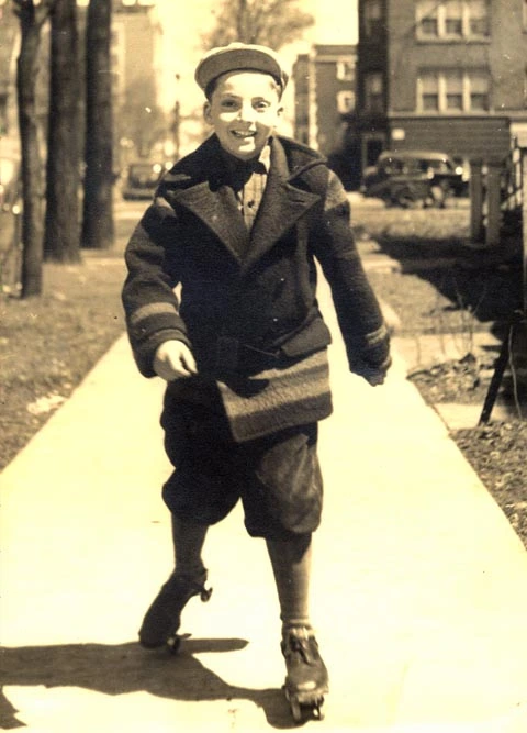 RICHARD PRICE ON ROLLER SKATES - COLES AVE NEAR 76TH - 1943 - FROM THE OVERFLOW SITE