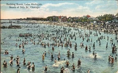 RAINBOW BEACH (NOT CALLED THAT) - POSTCARD - CROWD - HOUSES - 1916