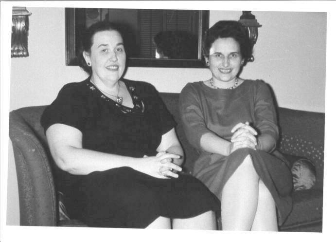 MY MOTHER AND AUNT WILMA ON A COUCH IN AUNT WILMA'S ELEGANT LITTLE APARTMENT IN SOUTH SHORE