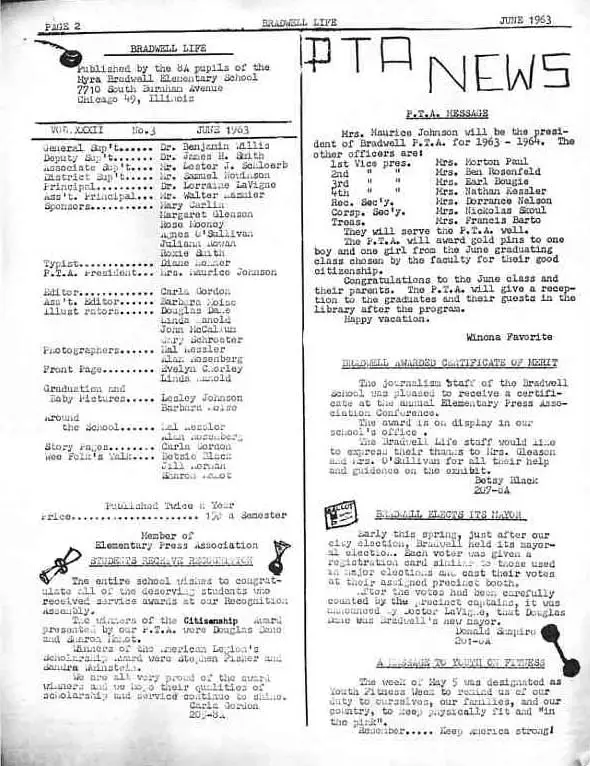 BRADWELL LIFE JUNE 1963 - FOR MY BROTHER BILL'S GRADUATION - PAGE TWO